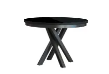 NILS N1 stół okrągły rozkładany Ø 100-140 na metalowych nogach z blatem laminat czarny